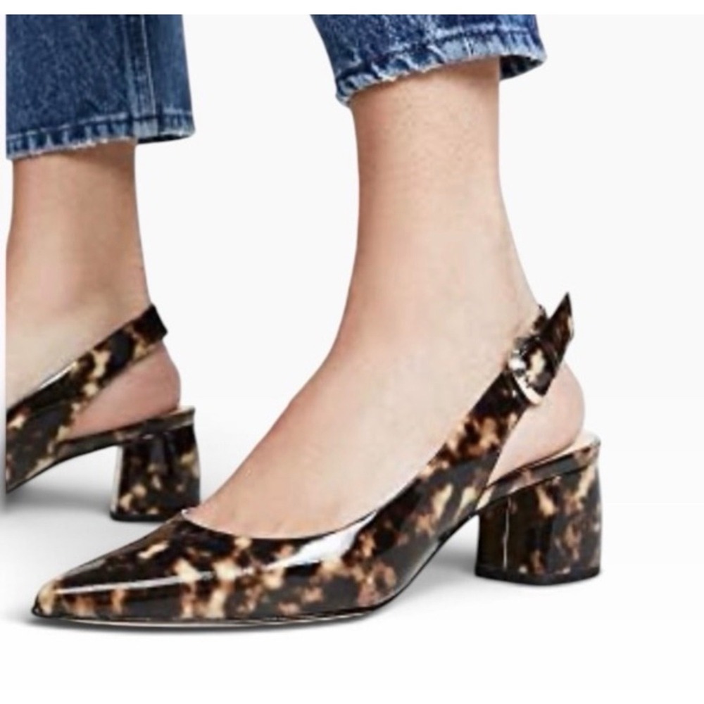 Kate Spade Mika Tortoise Slingback Pump Patent Leather Block Heel S5100012 6M
